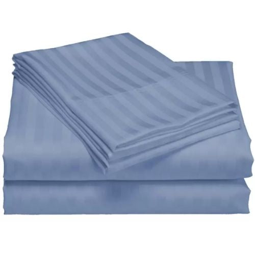 Royal Comfort 1200 TC Stripe Damask Cotton Blend Quilt Cover King Set - Blue Fog