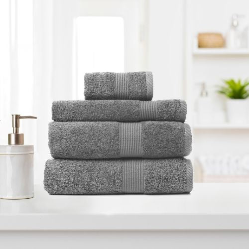 Royal Comfort 4 Piece Cotton Bamboo Towel Set 450GSM Absorbent Towels - Charcoal
