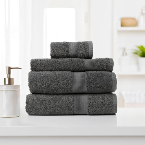 Royal Comfort 4 Piece Cotton Bamboo Towel Set 450GSM Absorbent Towels - Granite