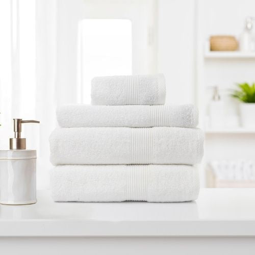 Royal Comfort 4 Piece Cotton Bamboo Towel Set 450GSM Soft Absorbent Plush, White
