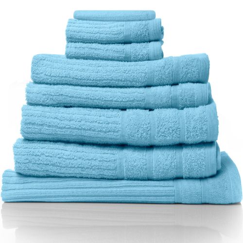 Royal Comfort 8 Piece Luxury Bath Towels Set Eden Egyptian Cotton 600GSM - Aqua