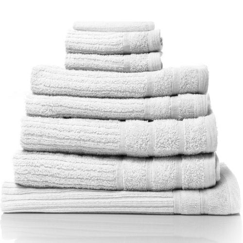 Royal Comfort 8 Piece Luxury Bath Towels Set Eden Egyptian Cotton 600GSM - White
