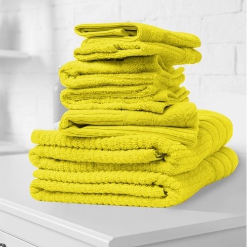 Royal Comfort 8 Piece Luxury Bath Towels Set Eden Egyptian Cotton 600GSM, Yellow