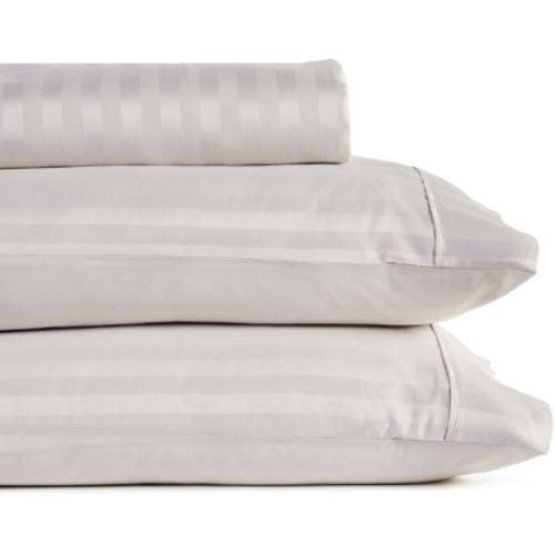 Royal Comfort Cotton Blend King Sheet Set 1200 Thread Count Damask Stripe Silver