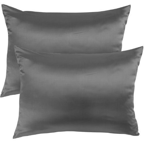 Royal Comfort Mulberry Soft Silk Hypoallergenic Pillowcase Twin Pack - Charcoal