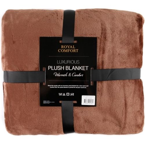 Royal Comfort Plush Blanket Throw Warm Soft Fabric Large Bed Cover - Coffee