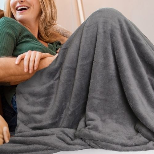Royal Comfort Plush Blanket Throw Warm Soft Fabric Large Bed Cover - Dark Grey