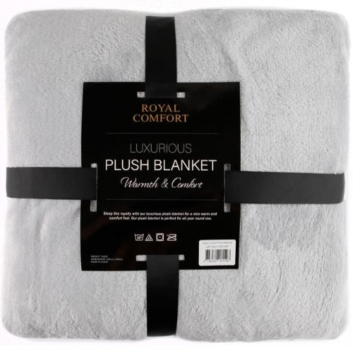 Royal Comfort Plush Blanket Throw Warm Soft Fabric Large Bed Cover - Light Grey