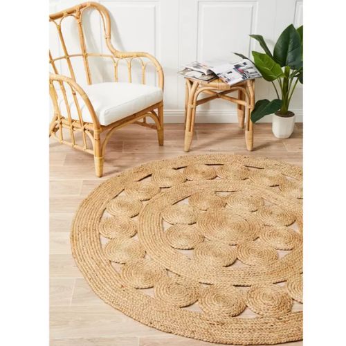 Rug Culture Atrium Pilu Natural Rug 200 x 200 cm Hand-spun Jute is Braided