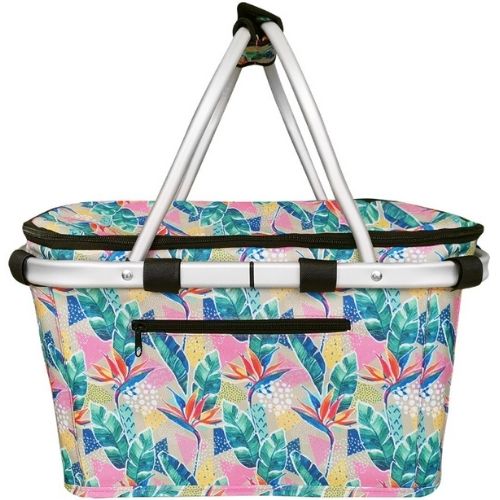 Sachi Carry Basket Cooler Insulated Thermal With Lid Collapsible Bag - BOTANICAL