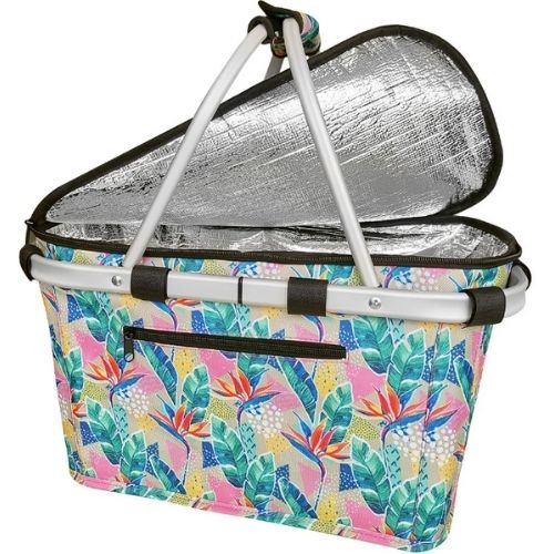 Sachi Carry Basket Cooler Insulated Thermal With Lid Collapsible Bag - BOTANICAL