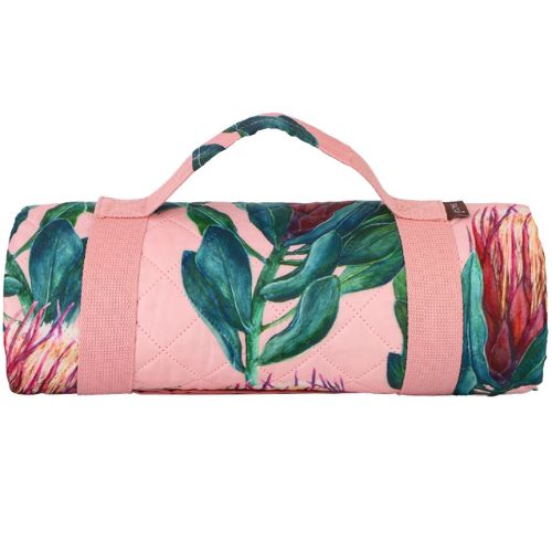 Sachi Reusable Picnic Rug 175x142cm Outdoor Blanket Mat w/ Carry Handle - Protea