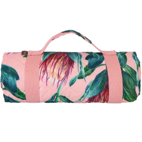 Sachi Reusable Picnic Rug 175x142cm Outdoor Blanket Mat w/ Carry Handle - Protea