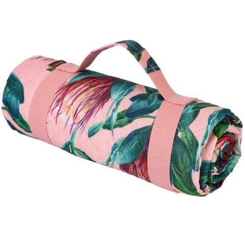 Sachi Reusable Picnic Rug 175x142cm Outdoor Blanket Mat w/ Carry Handle - Protea