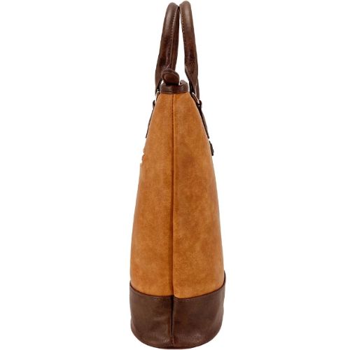 Sachi Two Bottle Wine Carrier Tote Insulated Bottle Cooler Bag, Faux Leather Tan