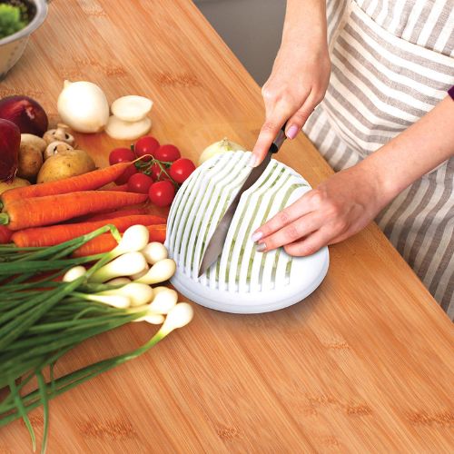 Salad Cutter Bowl Fast Fresh Fruit Chopper Vegetable Slicer Kitchen Tool - White