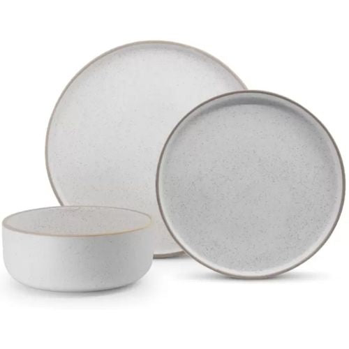 Salt & Pepper Hana 18 Piece Dinner Plate Set Side Plates Bowls Stoneware - White