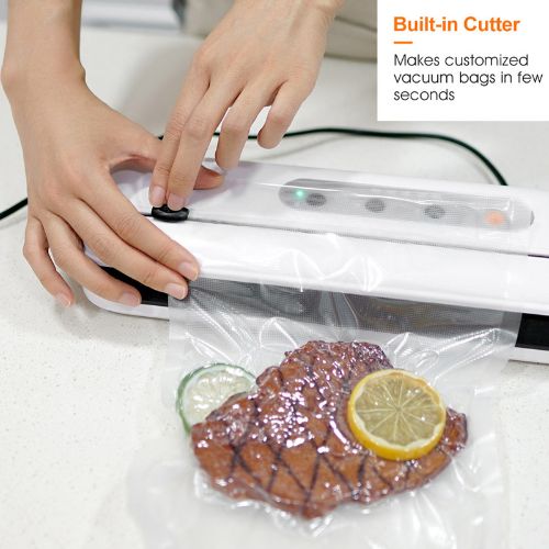 Sansai Food Vacuum Sealer Machine with 5PCS Vacuum Pre-Cut Bags - White