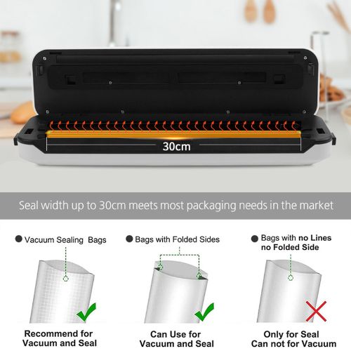 Sansai Food Vacuum Sealer Machine with 5PCS Vacuum Pre-Cut Bags - White