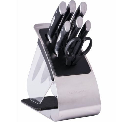 Scanpan Classic 8 Piece Eclipse Knife Block Set Stainless Steel Kitchen Knives