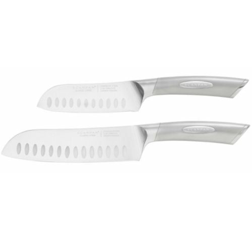 Scanpan Classic Steel 2 Piece Santoku Knife Set 12.5cm & 18cm with Granton Edge