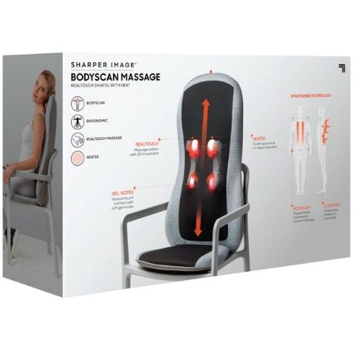 Sharper Image Smart Sense Realtouch Shiatsu Chair Pad Massager With Heat - Grey