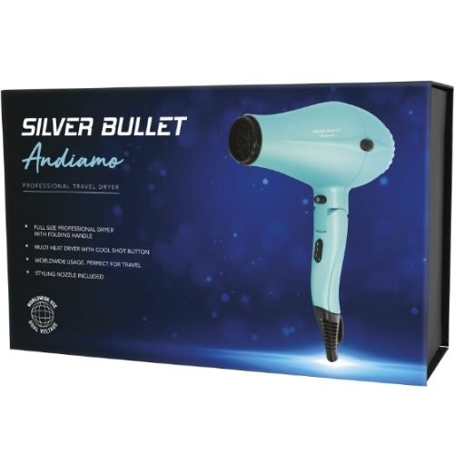 Silver Bullet Andiamo Foldable Travel Hair Dryer - Aqua