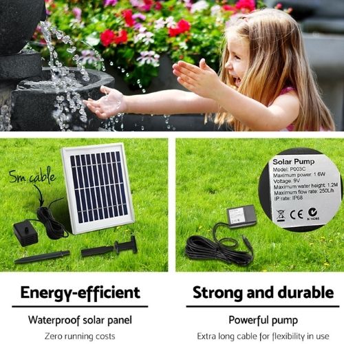 Solar Power Fountain Water Feature Bird Bath Outdoor Garden Pump with LED Lights