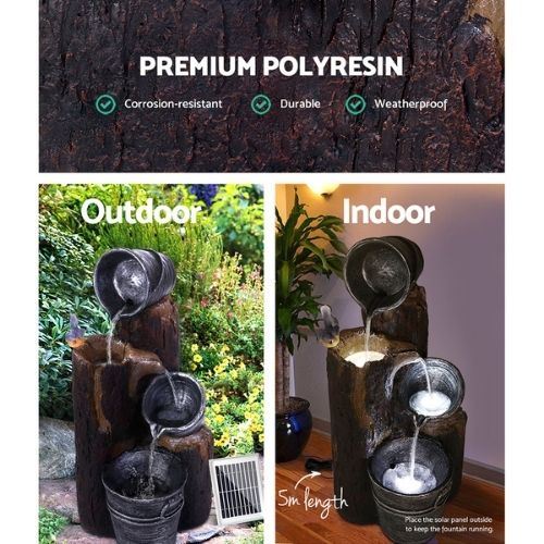 Solar Powered Water Fountain Feature Garden Bird Bath Outdoor Pump Panel Battery