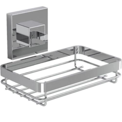 Stainless Steel Tray Bathroom Shower Holder Suction Soap Dish Rack Storage Saver