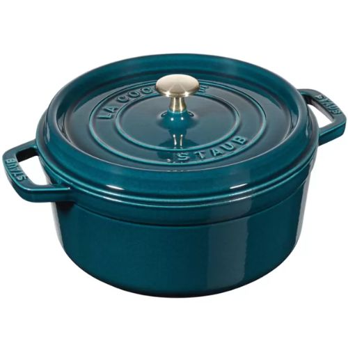 Staub 24cm Cocotte La Mer Teal Round Enamelled Cast Iron Pot Cookware 3.8L