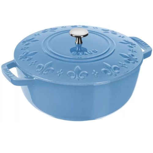 Staub 24 cm Round Cast Iron French Oven Fleur Des Rois  - Ice Blue