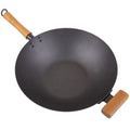 Stir Fry Pan Non-Stick Excalibur 36cm With Wood Handles Chinese Wok Flat Bottom
