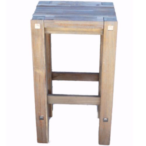 Stool Bar Sturdy Wood Kitchen Furniture Grey Brush Finish Eucalyptus Timber