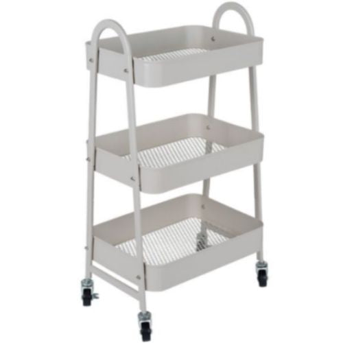 Storage Trolley Rack Organizer Shelf, 3 Tier Rolling Cart Lockable Whe