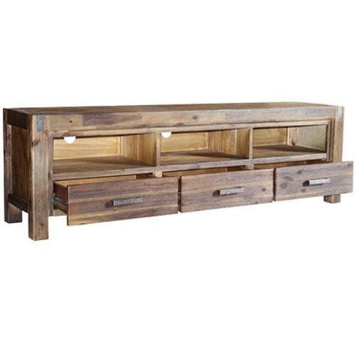 TV Cabinet Entertainment Unit Stand W/ 3 Storage Drawer Wooden Frame - Chocolate