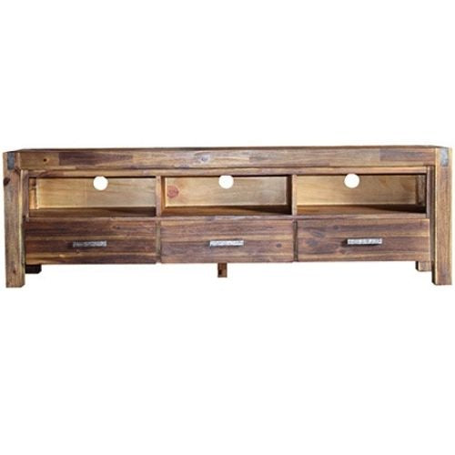 TV Cabinet Entertainment Unit Stand W/ 3 Storage Drawer Wooden Frame - Chocolate