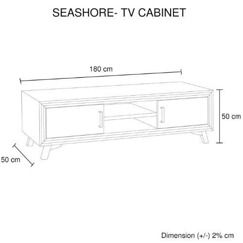 TV Cabinet with 2 Storage Drawers Cabinet Solid Acacia Wooden Entertainment Unit