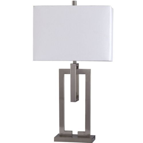 Table Lamp Lighting Desk Bedside Livingroom Light w/ Hardback Fabric Shade White