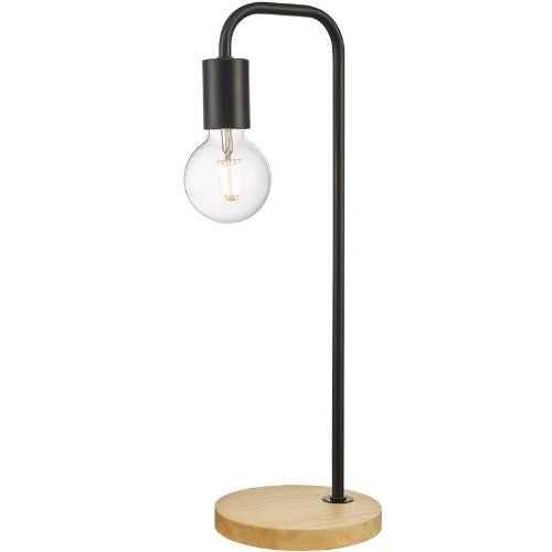 Table Lamp Timber Base Modern Bedside Bedroom Lamps Reading Desk Light - Black