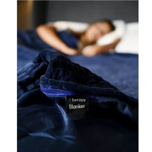 Therapy Weighted Blanket Queen With Two-Sided Removable Cover - Calming Blue