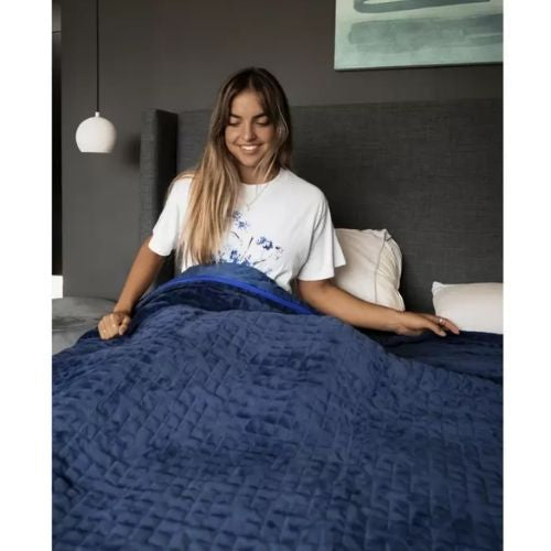 Therapy Weighted Blanket Queen With Two-Sided Removable Cover - Calming Blue