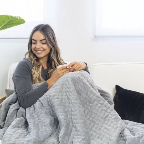 Therapy Weighted Blanket Queen With Two-Sided Removable Cover - Space Grey