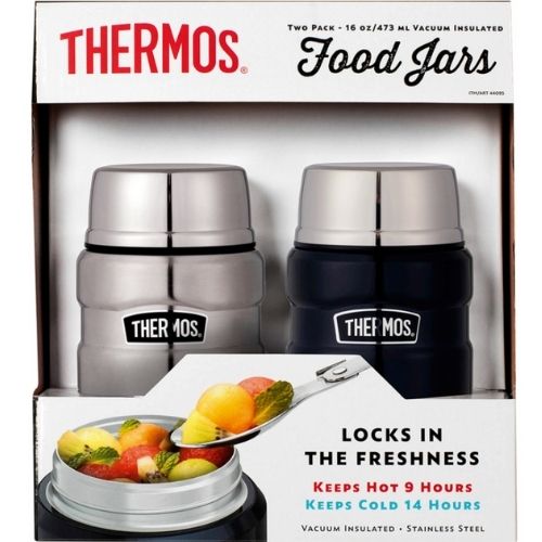 Thermos Stainless King Vacuum Insulated Food Jar 470ml 2pk With Spoon - Blue