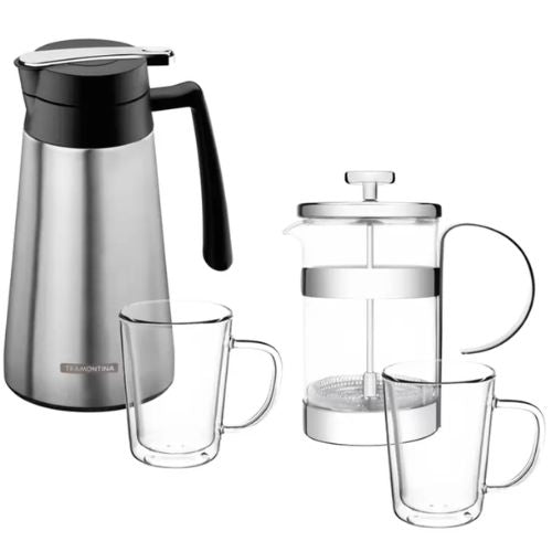 Tramontina Coffee Maker Set 4pc 1L Thermo Jug Coffee Plunger