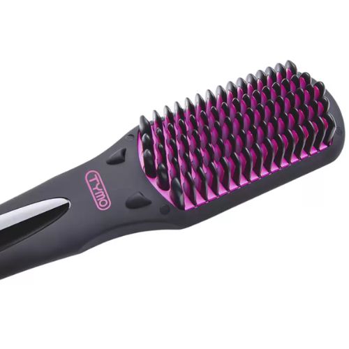 Tymo Ionic Hair Straightener Brush Ceramic Straightening Comb - Black and Purple