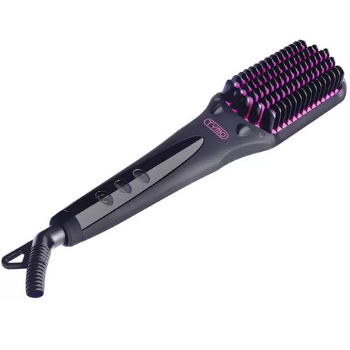 Tymo Ionic Hair Straightener Brush Ceramic Straightening Comb - Black and Purple