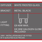 Verve Design Black Alcor Wall Light G9 28W Halogen -Matt Black Metal Bracket