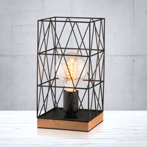 Verve Design Zavier Bedside Table Lamp w/ Metal Shade, Bedroom Desk Light, Black