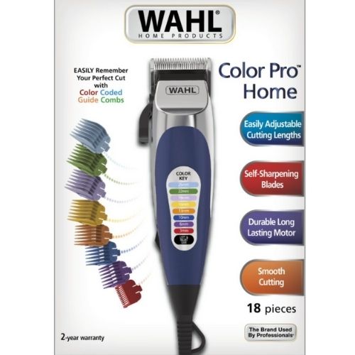 Wahl Colour Pro Home Electric Hair Clippers Haircut Kit Groomer Clipper - 18 Pcs